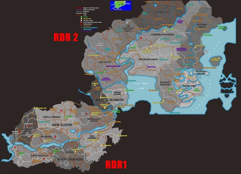 Fans haben die Maps von Red Dead Redemption 1 und 2 verglichen.