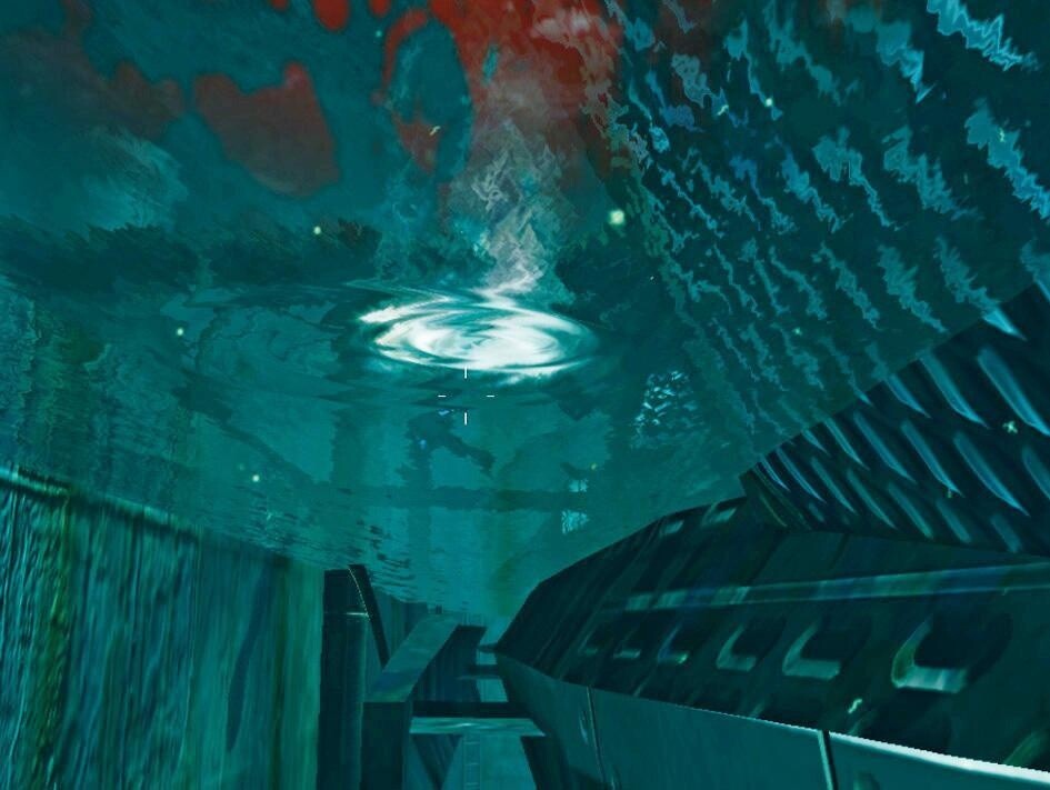 Unter Wasser kann sich Jack vor Gegnern (Silhouette auf Steg) verbergen.
