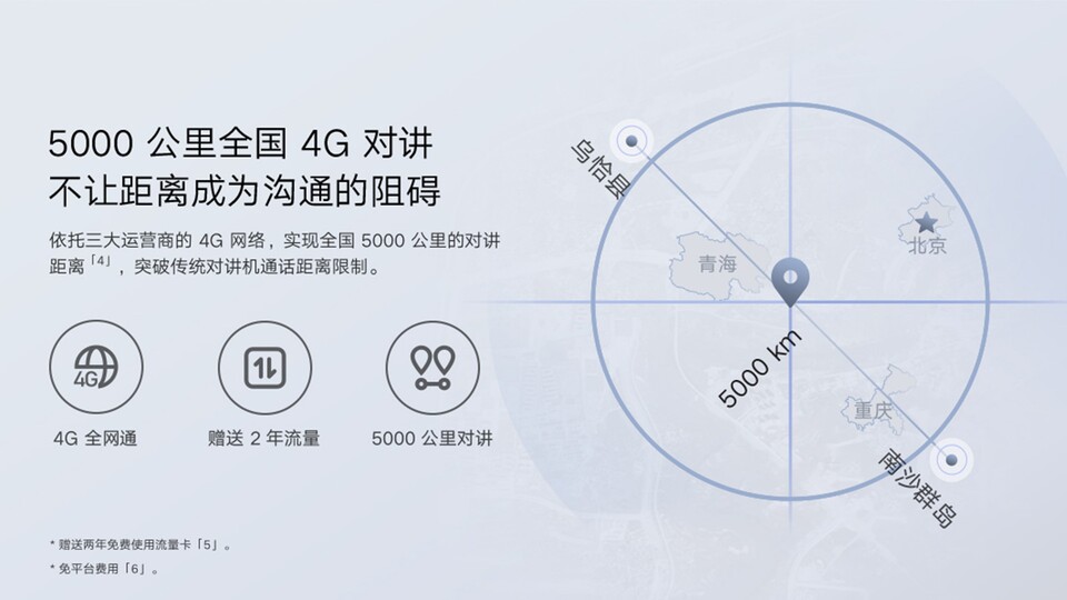 Xiaomi gibt eine Reichweite von 5000 Kilometern mit 4G-Netz an.