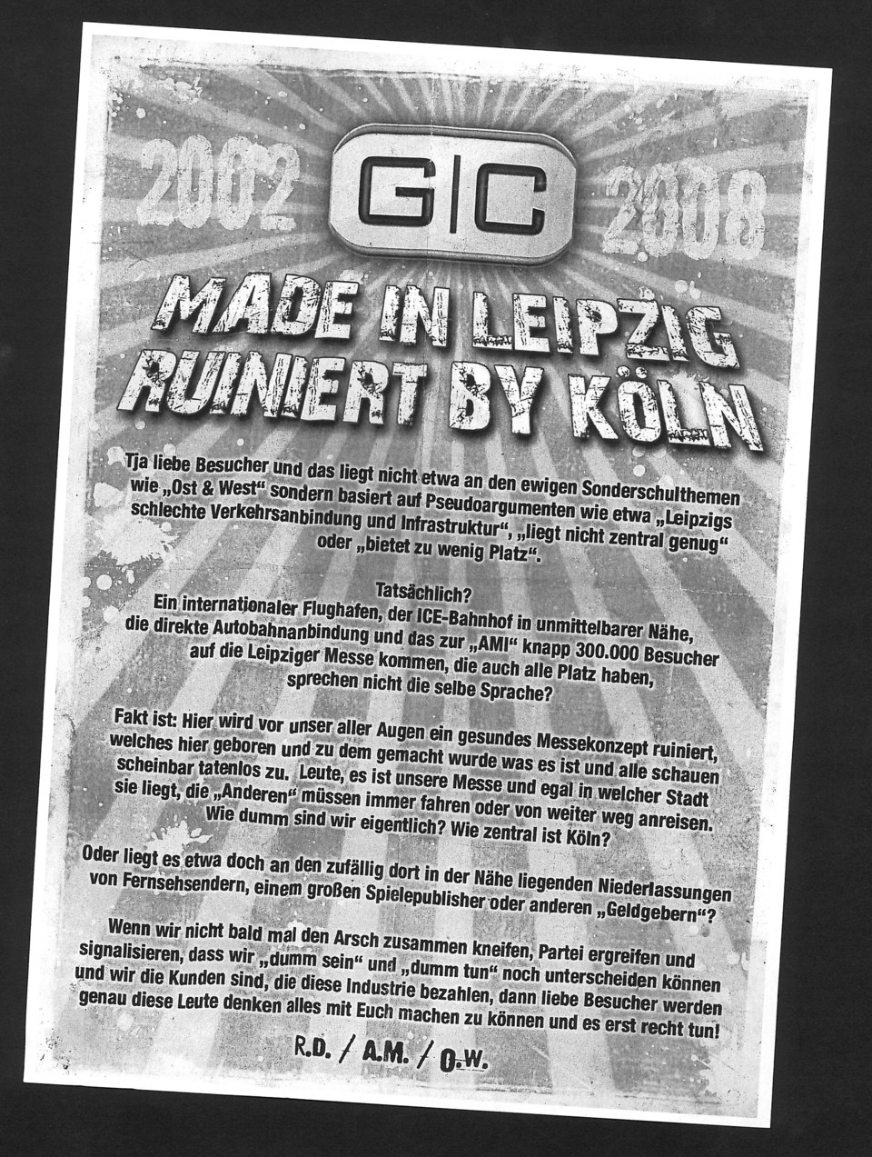 Protest: Fans verteilten auf der Games Convention Flugzettel, die Spieler dazu aufriefen, für Leipzig Partei zu ergreifen.