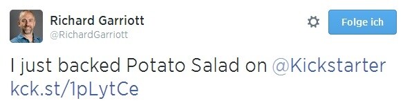 Wer hätte es gedacht: Richard Garriott ist ein Kartoffelsalat-Unterstützer.
