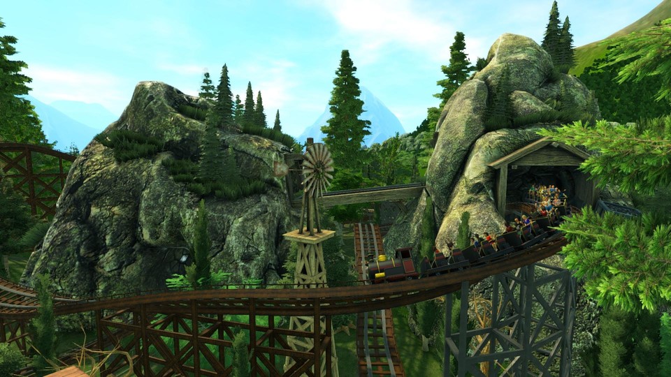Rollercoaster Tycoon World bietet mit dem neuesten Update das »Gold Mine«-Set für Achterbahnen.