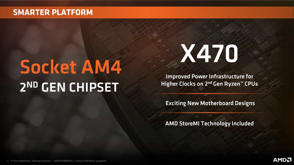 Neben neuen Prozessoren veröffentlicht AMD auch neue AM4-Mainboards mit den leicht überarbeiteten Chipsätzen der 400er-Generation.
