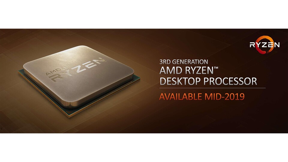 Ryzen 3000 soll Mitte 2019 erscheinen und wird laut AMDs eigenen Angaben so schnell wie die Intel-Konkurrenz, aber deutlich energieeffizienter dank 7-nm-Fertigung.