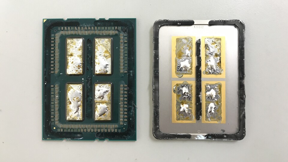 Ein Ryzen Threadripper ist im Inneren tatsächlich ein Epyc-Prozessor mit vier Ryzen-Dies. (Bildquelle: Roman Hartung/der8auer)