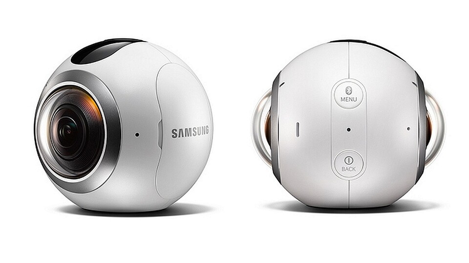 Die Samsung Gear 360 ist eine Rundum-Kamera und erstellt 360-Grad-Fotos und -Videos, die sich unter anderem mit VR-Brillen nutzen lassen.