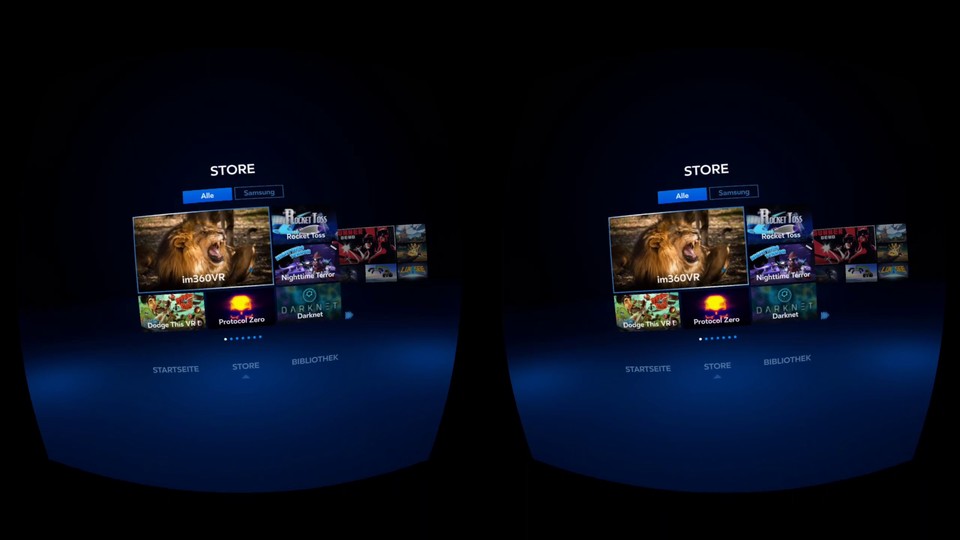 Um durch die Menüs der Samsung Gear VR zu navigieren, reicht ein Blick auf die entsprechende Kachel.