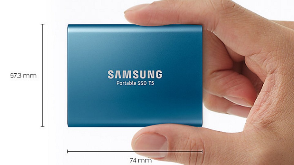 Die neue Samsung Portable SSD T5 mit V-Nand-Flash-Speicher.