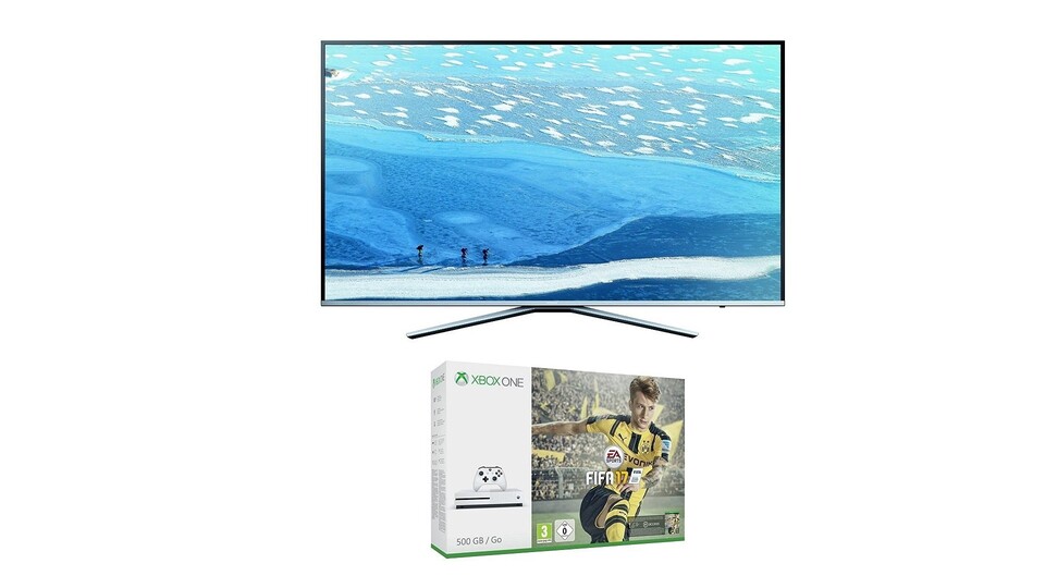 Im Samsung TV-Bundle sind neben einem modernen UHD-TV auch eine Xbox One S und das Spiel FIFA 17 enthalten.