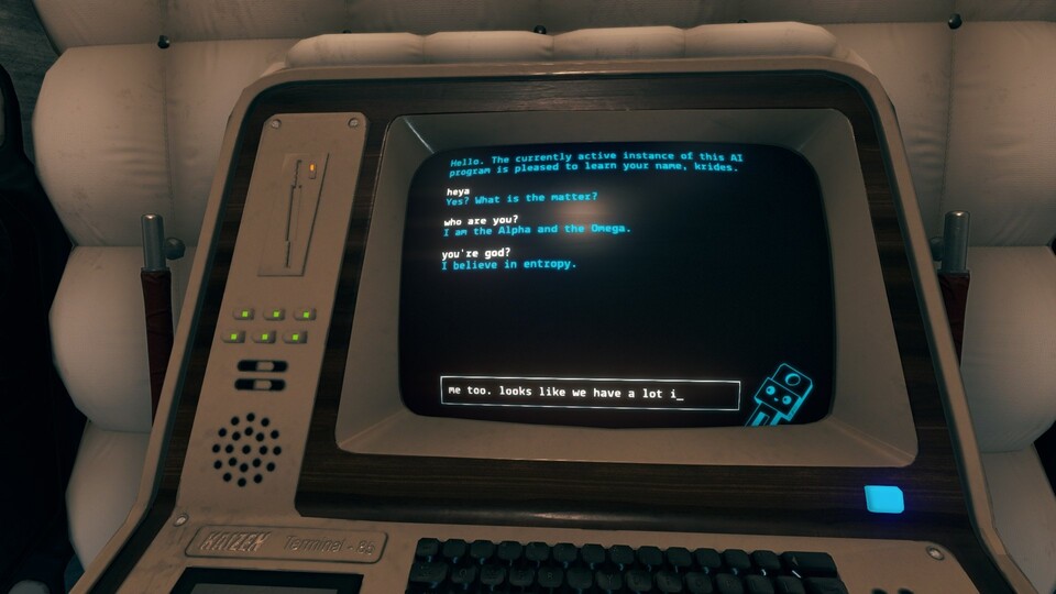 Über den Bordcomputer soll im Spiel Event[0] eine innige Verbindung mit der Künstlichen Intelligenz aufgebaut werden. Aber auch freies Erkunden auf der Raumstation ist möglich.
