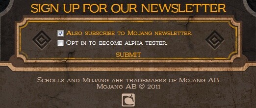 Die Anmeldung zur Scrolls-Alpha erfolgt auf der offiziellen Webseite. : Die Anmeldung zur Scrolls-Alpha erfolgt auf der offiziellen Webseite.