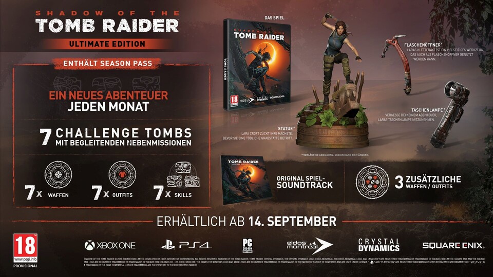 Die Ultimate-Edition von Shadow of the Tomb Raider ist in Squares Shop zunächst nicht mit PC-Version gelistet.