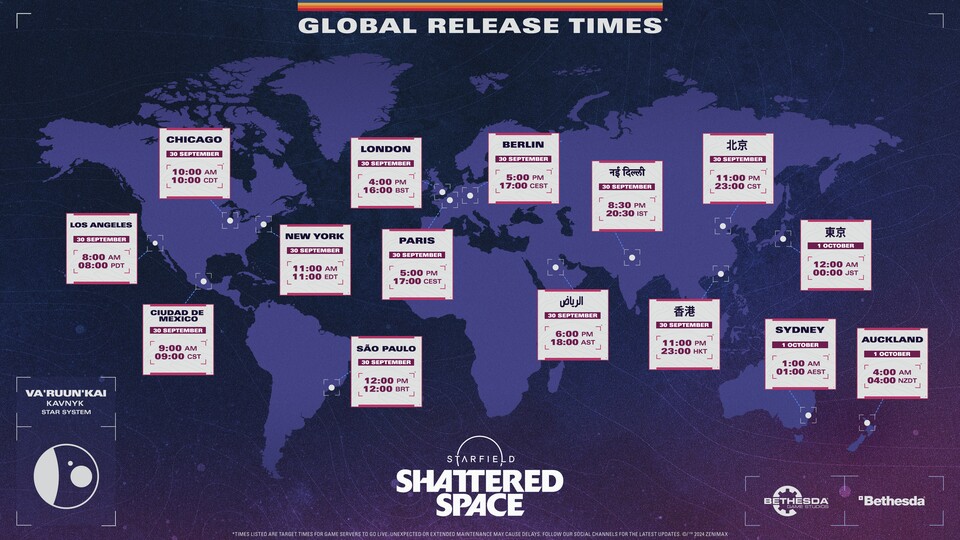 All release times around the world.