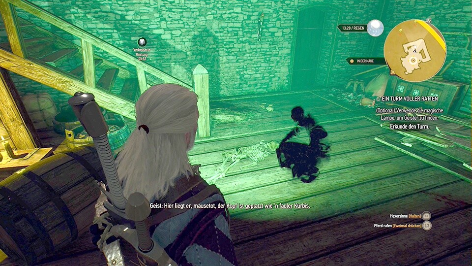 Geralt erfährt im Turm auf der Reuseninsel von der Vergangenheit und vom schrecklichen Schicksal der Bewohner.