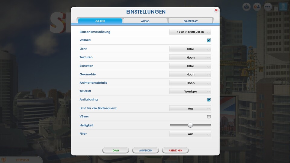 Das Grafikmenü von SimCity bietet mehr Optionen als so manch aktueller Ego-Shooter.