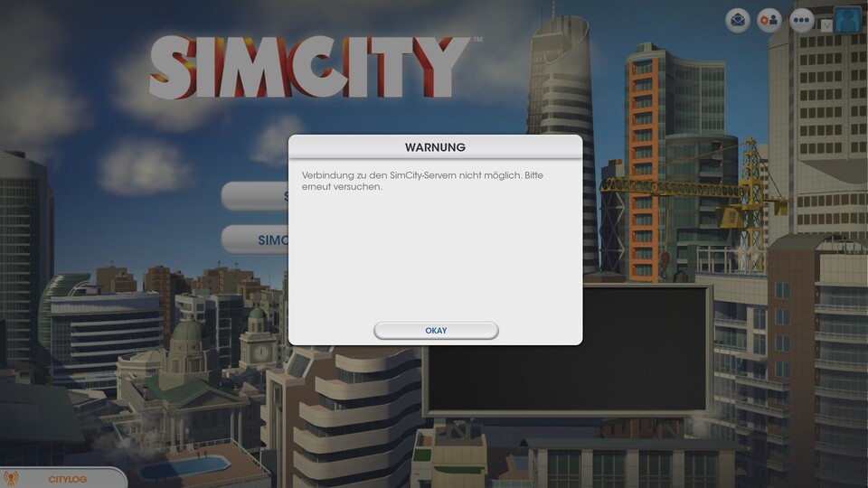 SimCity verweigert den Spielstart, wenn keine Verbindung zum Server besteht. 