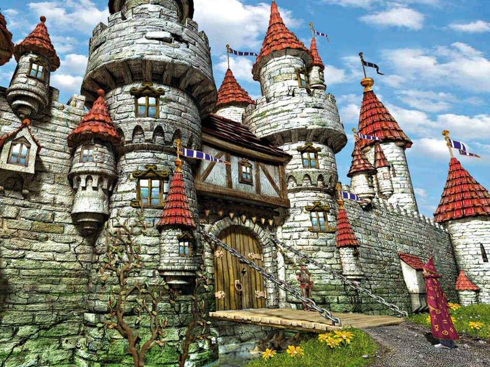 Hübsche Hintergründe wie diese stolze Burg des Königs lassen uns gerne in der Zauberwelt verweilen.