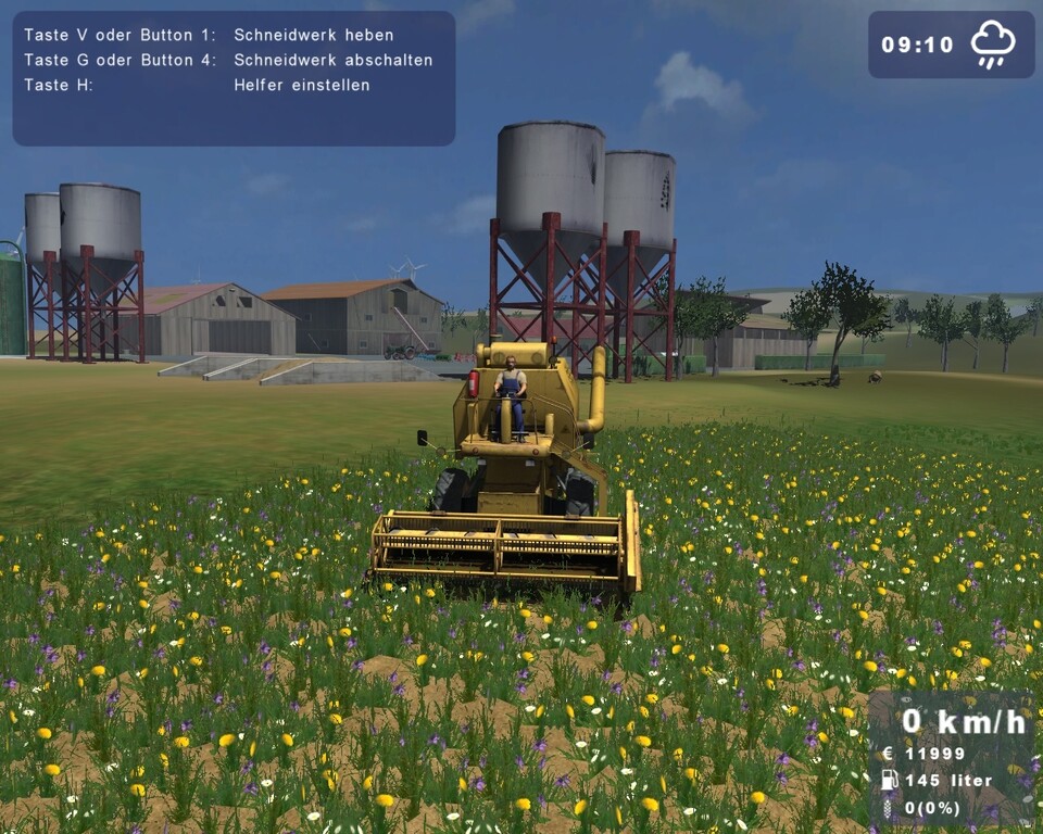 Landwirtschafts-Simulator: Zu Beginn dürfen Sie nur ältere Fahrzeuge steuern, wie etwa diesen klapprigen Mähdrescher.