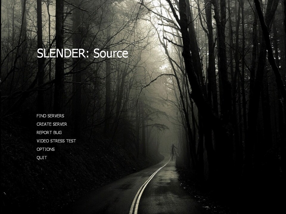 Das Hauptmenü von Slender: Source sieht schon gruselig aus.