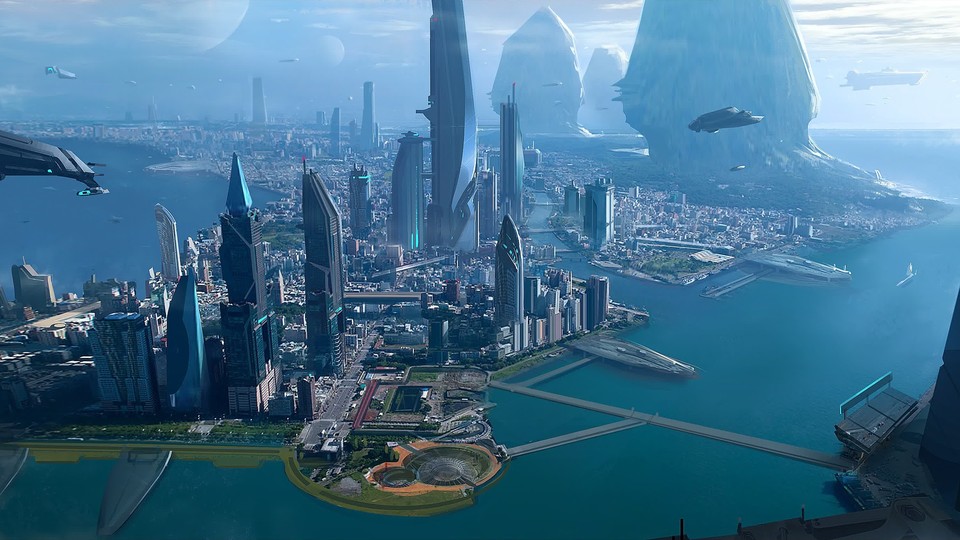 Planeten und Städte in Star Citizen: Konzeptzeichnung von Terras Hauptstadt Prime!