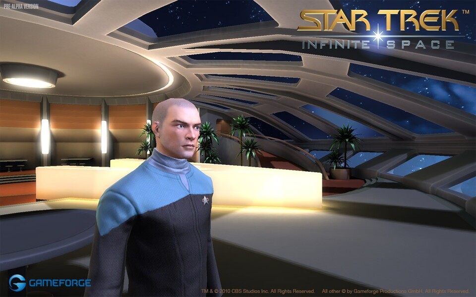 Die Online-Lobby von Star Trek: Infinite Space erinnert an Zehn Vorne aus der Next-Generation-Serie.