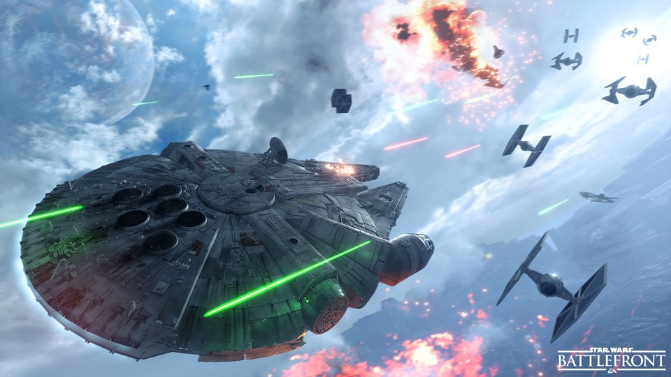 In Star Wars: Battlefront können der Millennium Falke und der Slave I geflogen werden. DICE hat nun Details zu den beiden Helden-Raumschiffen verraten.