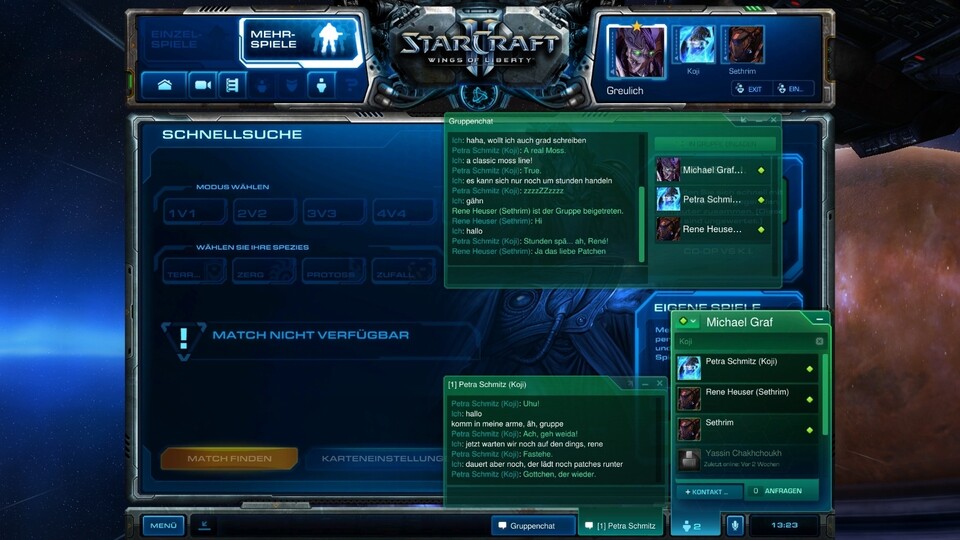 Das Chat-Fenster im neuen Battlenet von StarCraft 2.