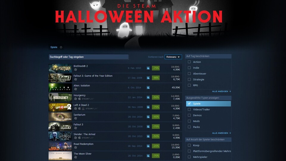 Valve hat die »Halloween Aktion« auf Steam eingeläutet.