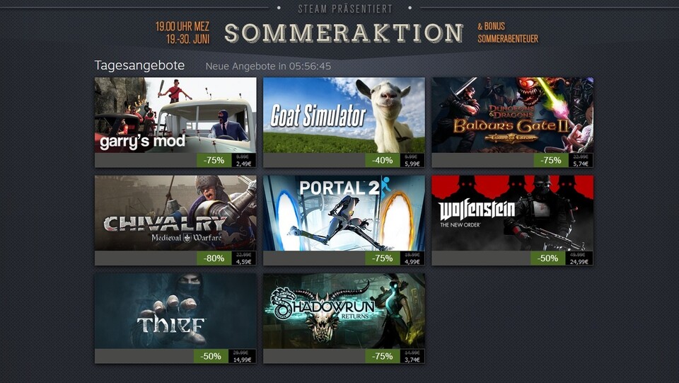 Am letzten Tag des »Summer Sale« bei Steam gibt es nochmals viele Angebote.