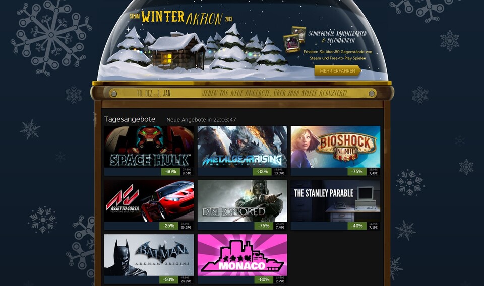 Die »Winter-Aktion 2013« auf Steam hat begonnen.