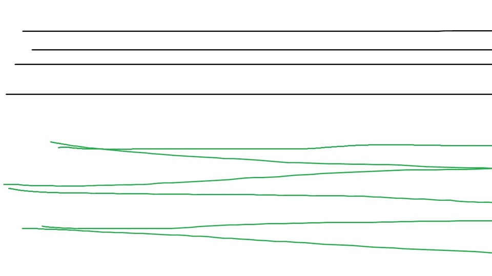 Die grünen Linien haben wir in Paint mit der Mad Catz Rat 7 ohne Angle Snapping gezeichnet. Die schwarzen Linien stammen von einer Logitech G400 mit aktiviertem Angle Snapping. Der Unterschied ist deutlich, die Funktion trotzdem Geschmackssache.