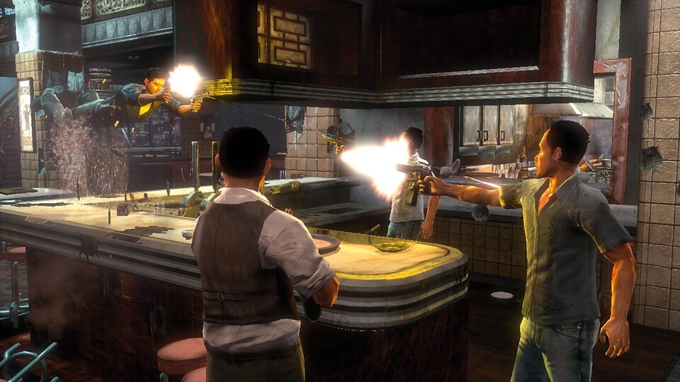 Mit der »Tequila Bomb«-Spezialattacke machen Sie mehrere Gegner gleichzeitig unschädlich. (Alle Bilder stammen von der Xbox-360.)