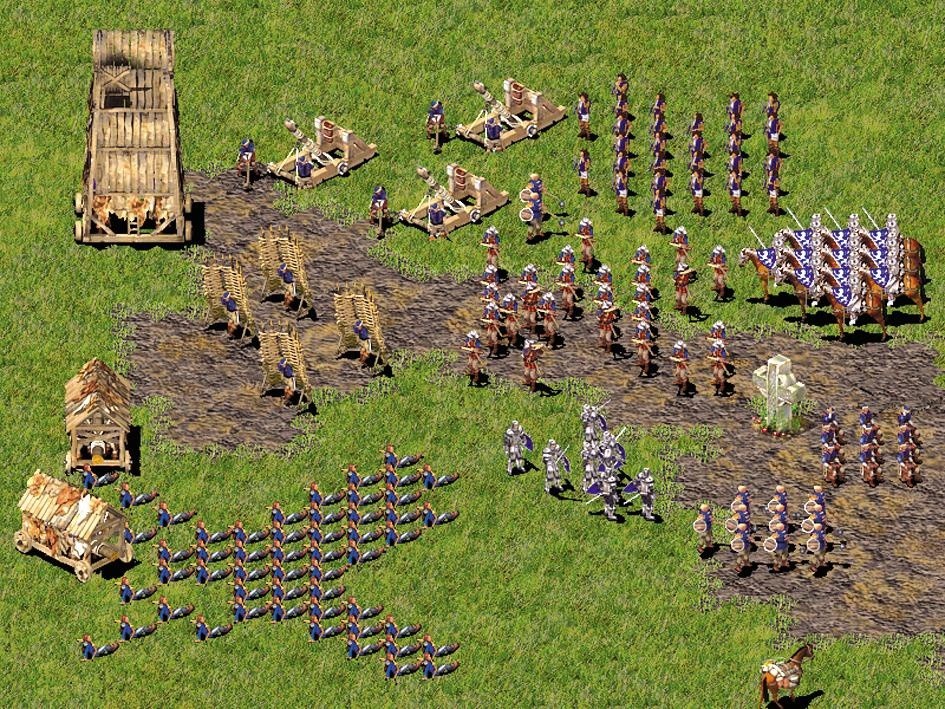 Eine große Belagerungsarmee bereitet sich automatisch nach Einheiten sortiert auf den Angriff vor.
