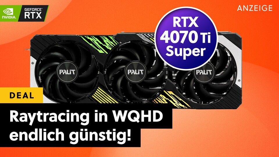 Für High-End-Gaming in WQHD ist sie die beste Nvidia Grafikkarte: Die RTX 4070 Ti Super ist bei Mindfactory jetzt im Angebot.