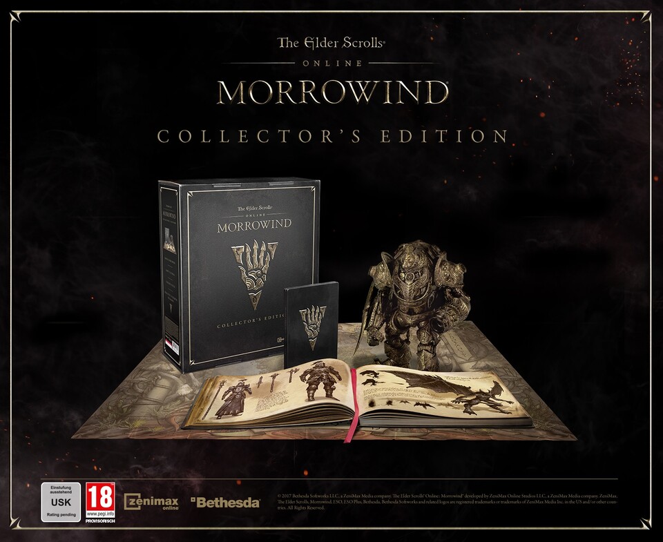 Die dicke Collector's Edition zum Morrowind-Addon enthält ein Artbook und eine kleine Dwemer-Statue.
