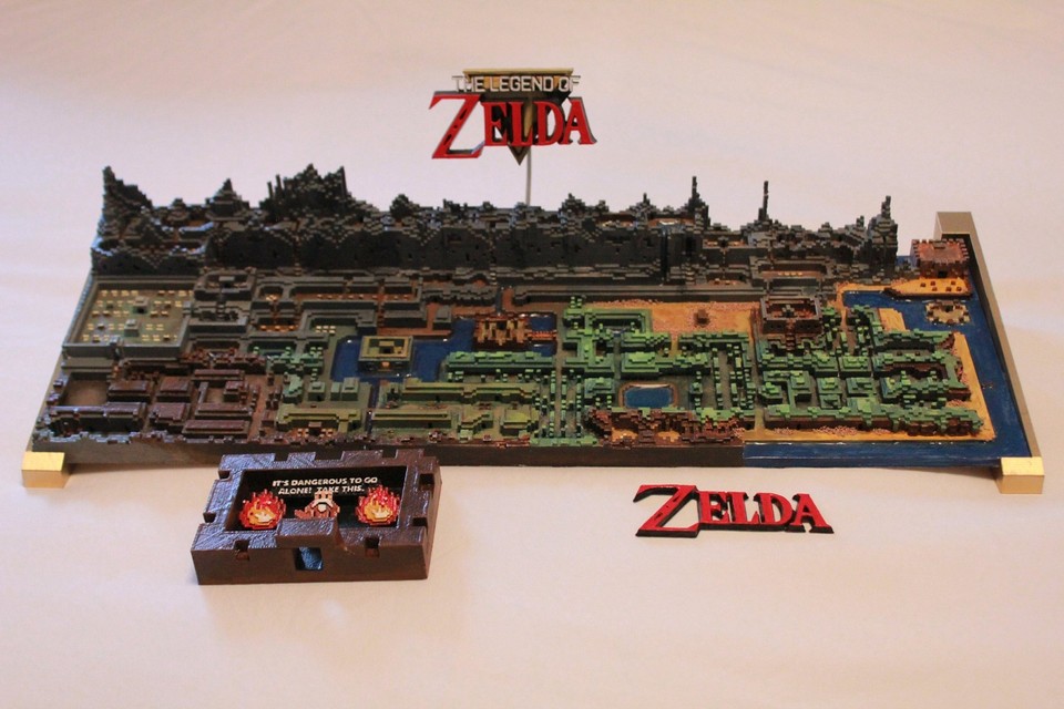Die Nachbildung der Oberwelt von The Legend of Zelda entstand nach einem Minecraft-Vorbild und mittels eines 3D-Druckers. 