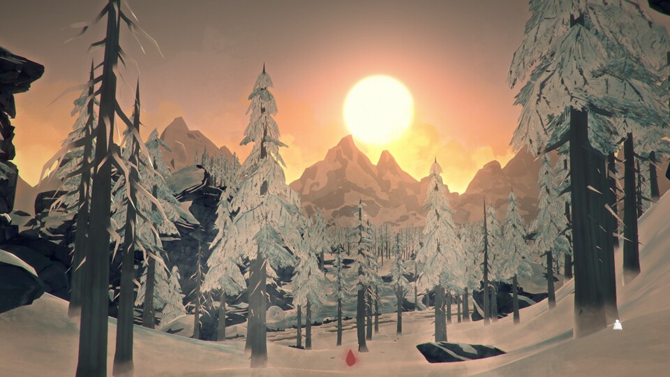 Die kalte einsame Landschaft in The Long Dark strahlt trotz einfacher Grafik eine anziehende Atmosphäre aus, die lange von eigentlich simplen Gameplay-Handlungen ablenken kann.