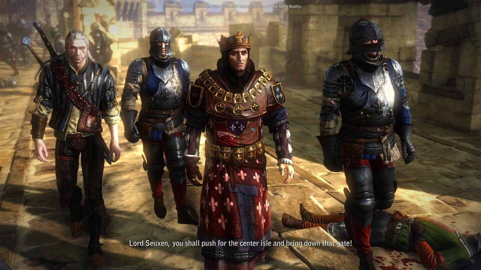 König Foltest (Mitte) tritt im Prolog auf. Dass Geralt schon einmal mit dem Monarchen zu tun hatte, wissen aber nur Kenner des Vorgängers.