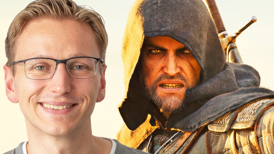 Geralt wundert sich: Redaktuer Peter Bathge (links) hat The Witcher 3 nie gespielt. Für die GameStar Witcher-Wochen muss Peter aber endlich ran ans Rollenspiel-Monster.
