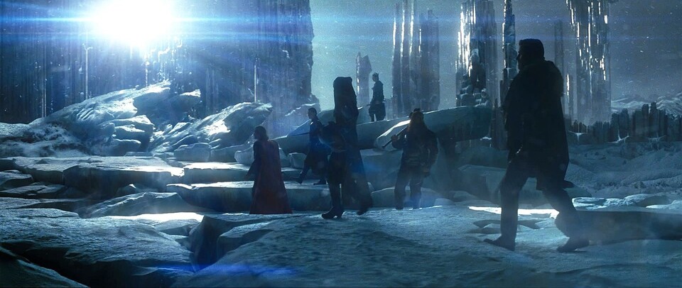 Thor und seine Gefährten im Eiskristallreich Jotunheim.