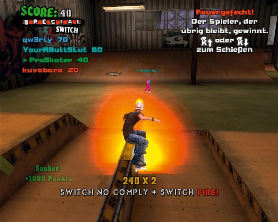 Im Multiplayer-Modus Feuergefecht beharken sich die Gegner mit Flammenbällen, Munition gibt's gegen Tricks.