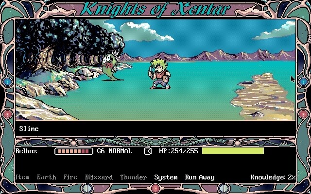 Spielerisch ist Knights of Xentar vergleichbar mit den frühen Final-Fantasy-Spielen.