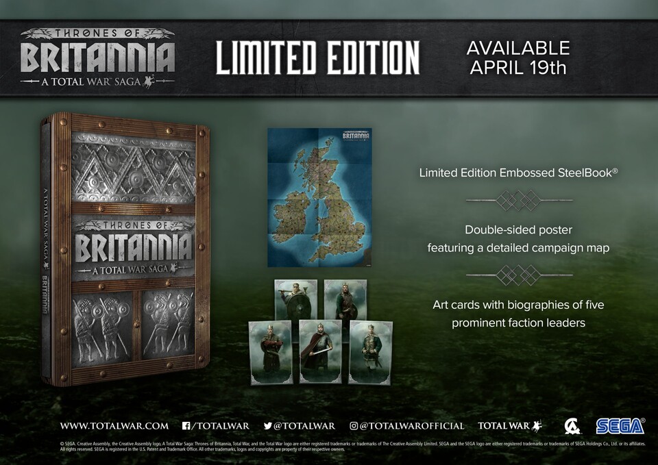 Die Boni der Total War Saga: Thrones of Britannia Limited Edition.