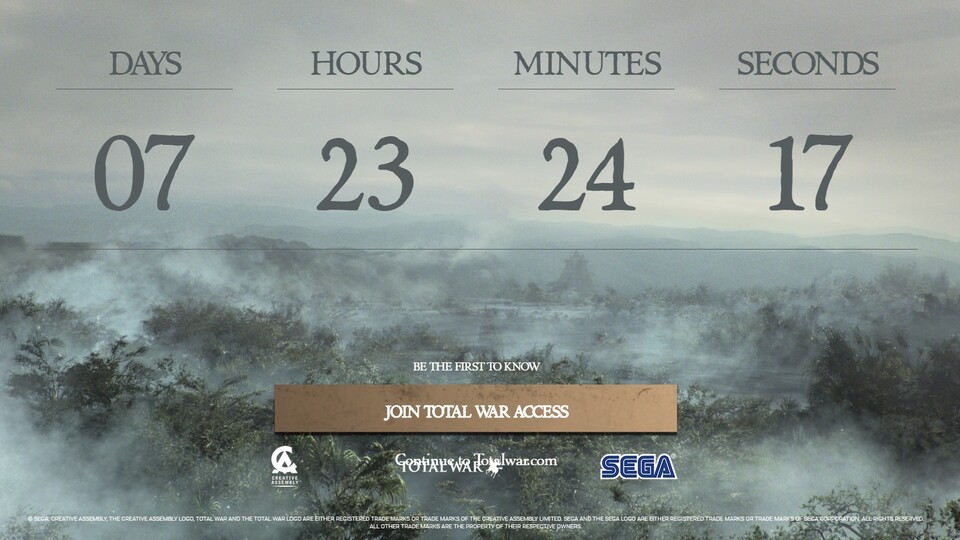 Die Szenerie hinter dem Countdown sieht stark nach dem Warhammer-Reich Lustria aus.