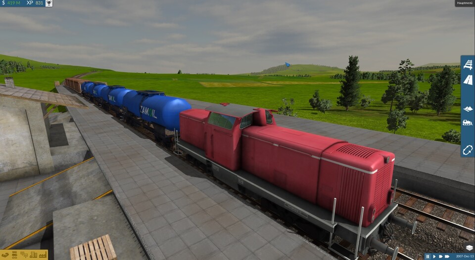 Die Züge sehen hervorragend aus. Hier ein Frachtzug mit Diesellok.
