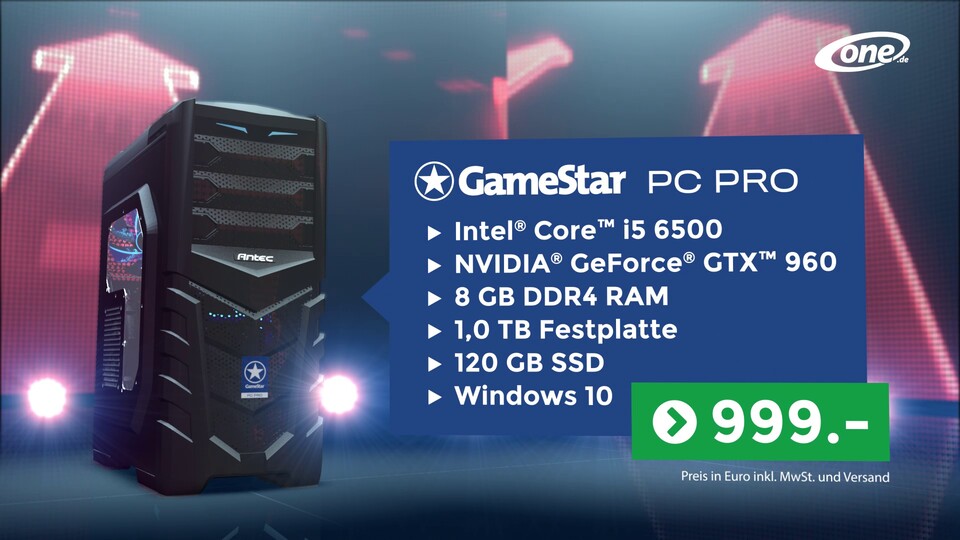 Neuer One GameStar-PC Pro im TV-Spot - Mit Skylake-CPU und World of Tanks-Panzer