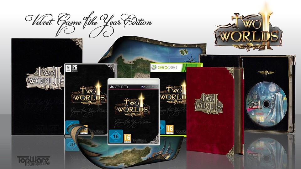 So sehen die verschiedenen Fassungen der Velvet Game of the Year Edition von Two Worlds 2 aus.
