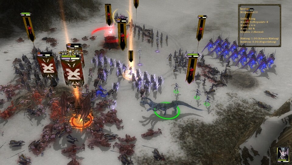 Im Mehrspieler-Modus ringen die Dunkelelfen samt Hydra (vorne) gegen Chaos-Truppen.