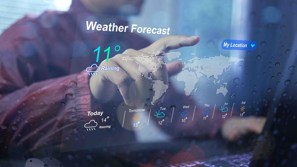 Ganz so futuristisch mit Holo-Screen ist die Nvidia-Anwendung dann doch noch nicht. Allerdings liefert sie dank KI-Unterstützung präzisere Wetterdaten, die uns schneller auf Klima-Extreme vorbereiten sollen. (Symbolbild; Quelle: Aree über Adobe Stock)