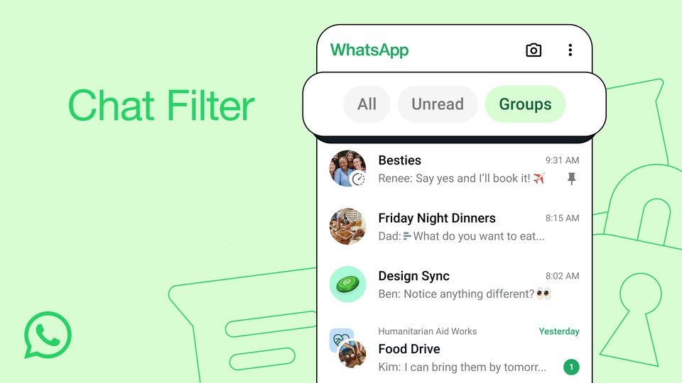 In WhatsApp könnt ihr künftig filtern, ob ihr nur Gruppenchats angezeigt bekommen möchtet.